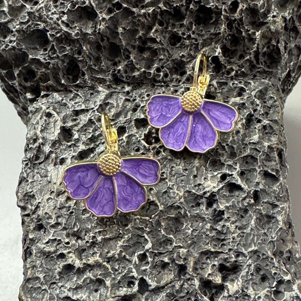 Purple Floral Earrings